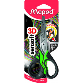 Maped Sensoft 484310 - fluorescent Ciseaux avec des poignées asymétriques flexibles, 5 pouces, coloris aléatoire