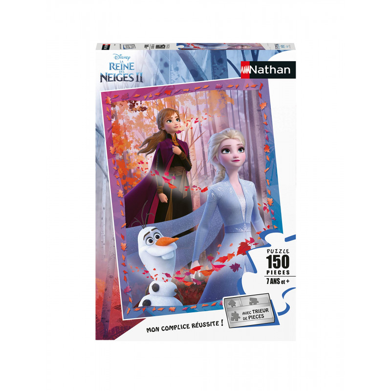 Nathan - Puzzle Enfant - Puzzle 150 p - Elsa, Anna et Olaf - Disney La Reine des Neiges 2 - Dès 7 ans
