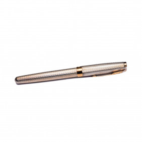 PARKER Sonnet stylo roller, Fougère argent massif, attributs dorés
