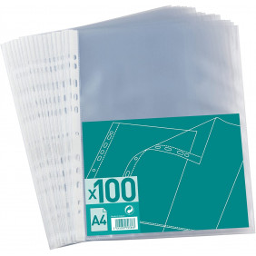 Paquet De 100 Pochette Perforé 50 Microns Polyclass Lisse