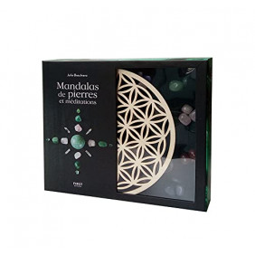 Coffret Mandalas de pierres et méditations - Avec 1 support en bois, 13 pierres et 1 livre