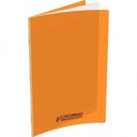 CONQUERANT C9 Cahier piqûre 24x32cm 48 pages 90g grands carreaux Séyès. Couverture polypropylène Orange