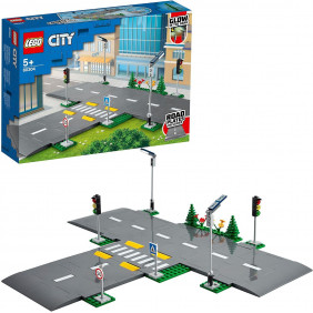 LEGO City intersection à assembler jeu construction ville avec panneaux et routes à imbriquer pour Garçon Ou Fille - Dès 5ans